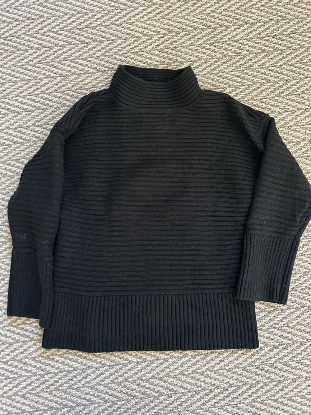 LOFT Black Turtleneck Ribbed Sweater